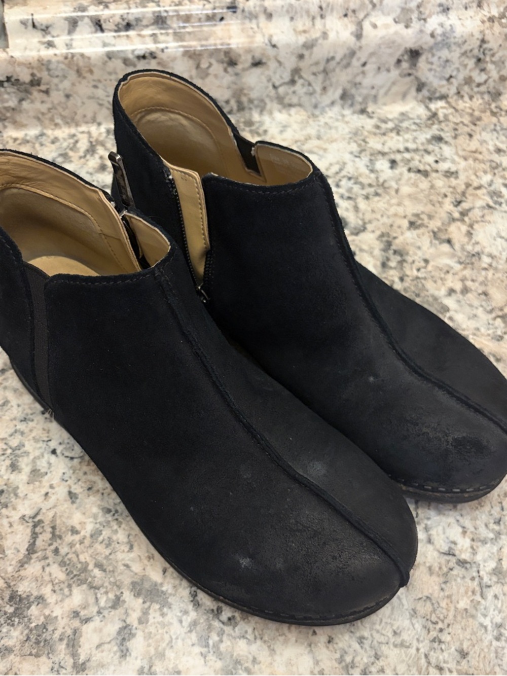 Dansko women's Black Suede Chukka Boots with Side Zip